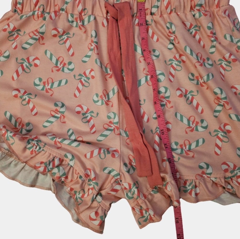 Glitz & Glam Pink Candy Cane Print Sleep Shorts Set Size XL - Picture 12 of 13